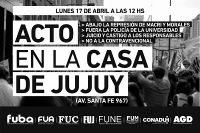 Leer más: Hoy  a las 12: movilización a la Casa de Jujuy en repudio a la represión﻿